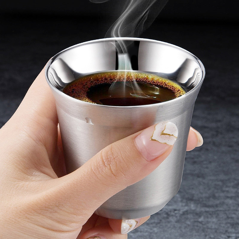 80ml 160ml Stainless Steel 304 Espresso Coffee Cup Set Small Wine Cup