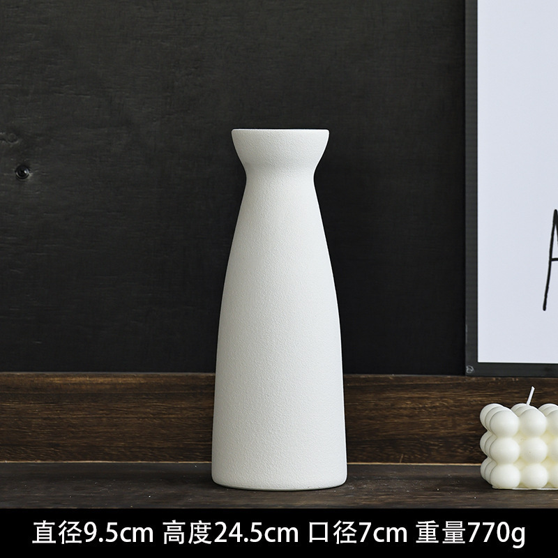 Simple White And Black Matte Coarse Pottery Ware Flower Arrangement Decoration Handmade Ceramic Vases