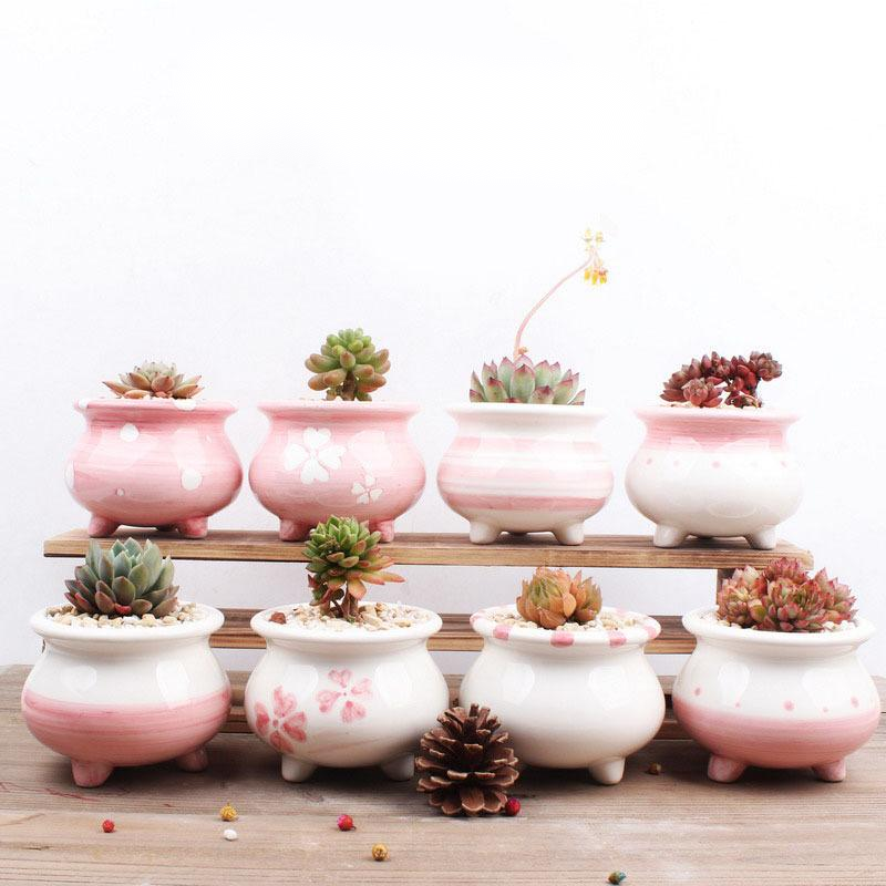 High Quality Pink Ceramic Cute Succulent Flower Pot For Student Gifts Home Decor