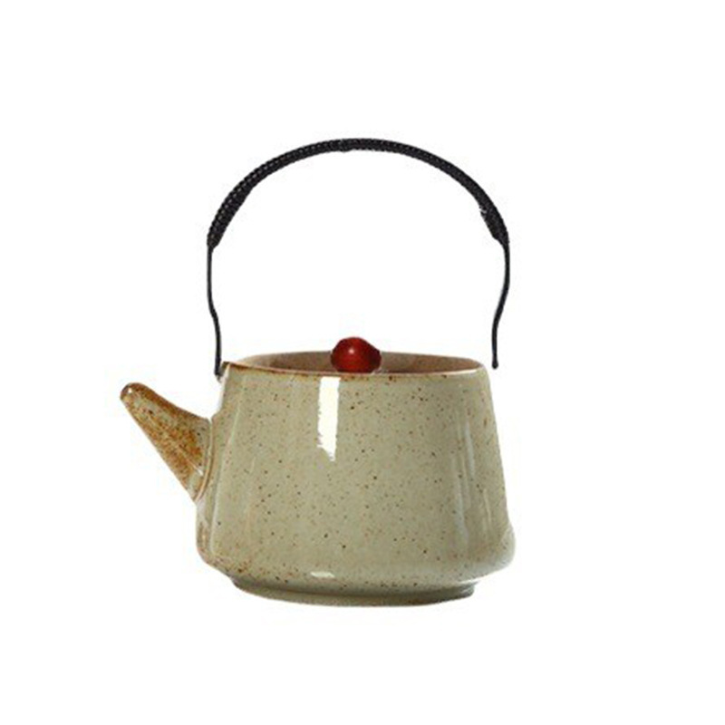 Japanese Retro Stoneware Teapot With Threaded Handle Household Small Single Pot Kung Fu Tea Set