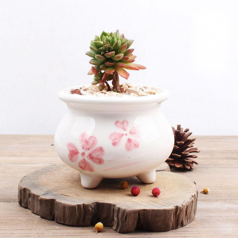 High Quality Pink Ceramic Cute Succulent Flower Pot For Student Gifts Home Decor