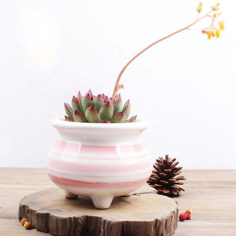 High Quality Pink Ceramic Cute Succulent Flower Pot For Student Gifts Home Decor