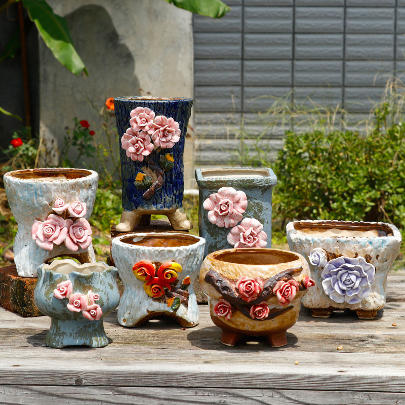 Handcrafted 3D Flower Succulent Pot With Multiple Styles For Green Planter