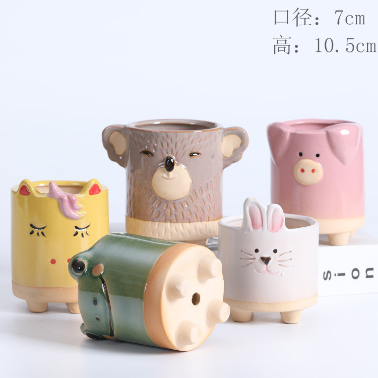 Creative Cute Animal Shaped Ceramic Flower Pots Home Decoration Gift Pot