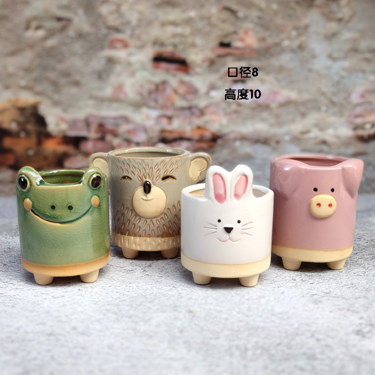 Creative Cute Animal Shaped Ceramic Flower Pots Home Decoration Gift Pot