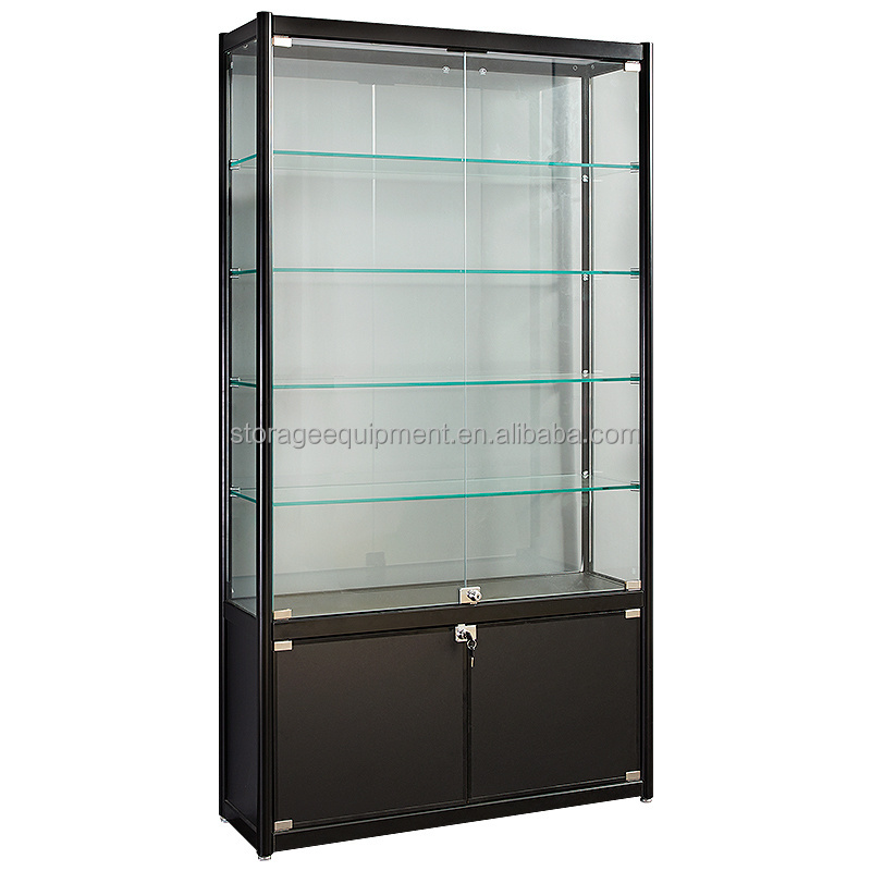 Tower glass store mobile phone display showcase with cheap price