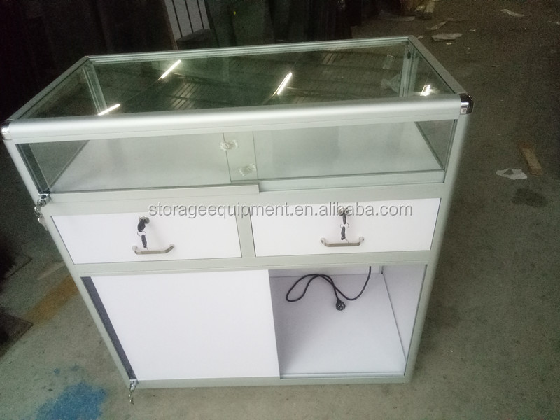 NEW hot sale glass Aluminum display counter and cabinets for retail store used