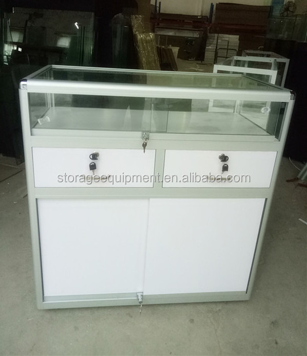 NEW hot sale glass Aluminum display counter and cabinets for retail store used