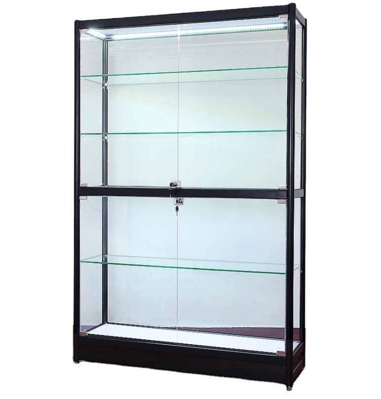 Tower glass store mobile phone display showcase with cheap price