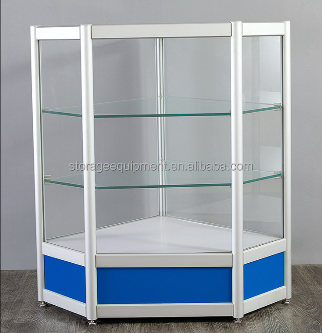 Tower glass store mobile phone display showcase with cheap price