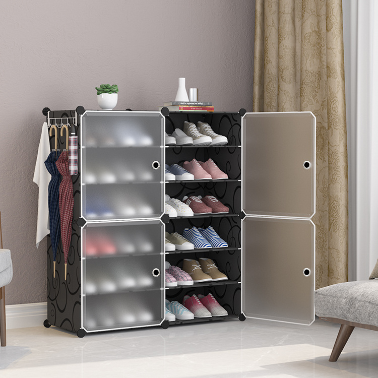 Shoe Rack 6 Tier Shoe Storage Cabinet 24 Pair Plastic Shoe Shelves Organizer for Closet Entryway