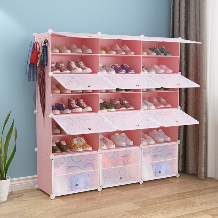 Cartoon pattern DIY kids shoe rack storage shoes cabinet plastic shoes display rack