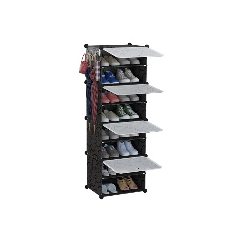 8 Tier 16 Pairs Movable Portable Plastic Adjustable Shoe Rack Organizer