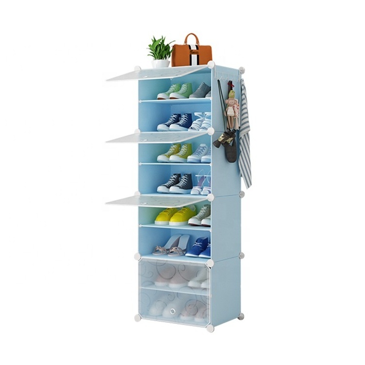 8 Tier 16 Pairs Movable Portable Plastic Adjustable Shoe Rack Organizer