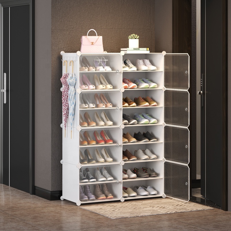 Space Saving 8 Tiered Black PP Customized Shoes Shelves Display Racks