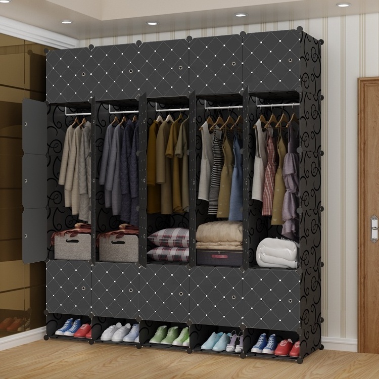 Modern Furniture Fitted plastic folding children Closet Cabinet Plastic Clothes Storage Wardrobe