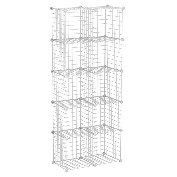 12  Cube Grid Wire Storage Shelves Black White Storage Cubes Modular Wire Shelving Units Stackable Bookcase DIY Closet Cabinet