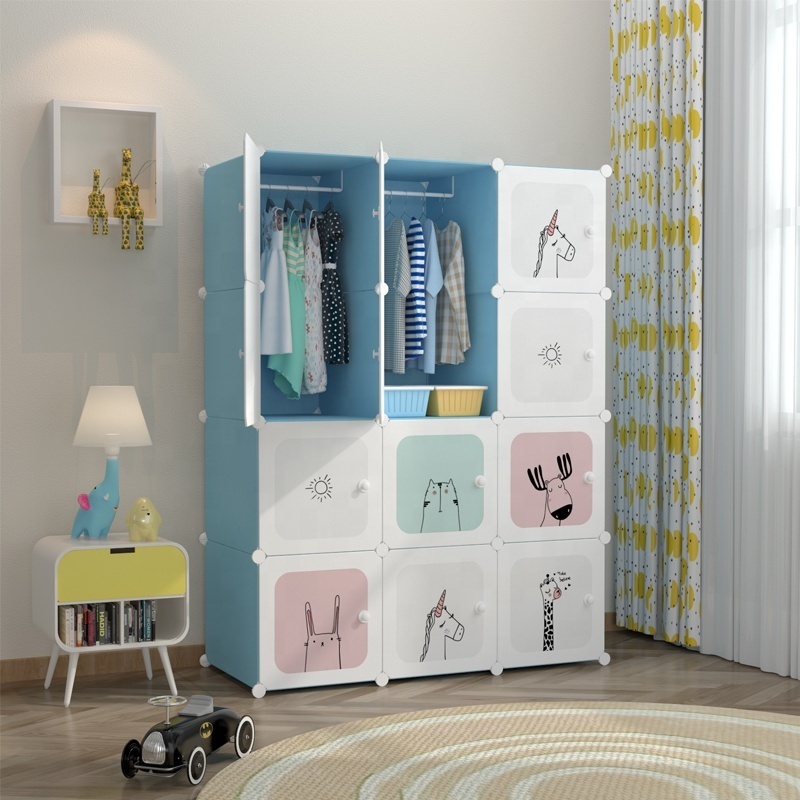 2022 new style easy to clean folding assemble plastic portable material cube wardrobe closet organizer