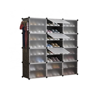 4 Ties 48 pairs shoes storage organizer with black color can hold both shoes and boots