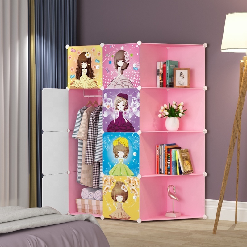 Modern corner furniture plastic portable children closet cabinet baby clothes girls storage organizer shelf bedroom wardrobes