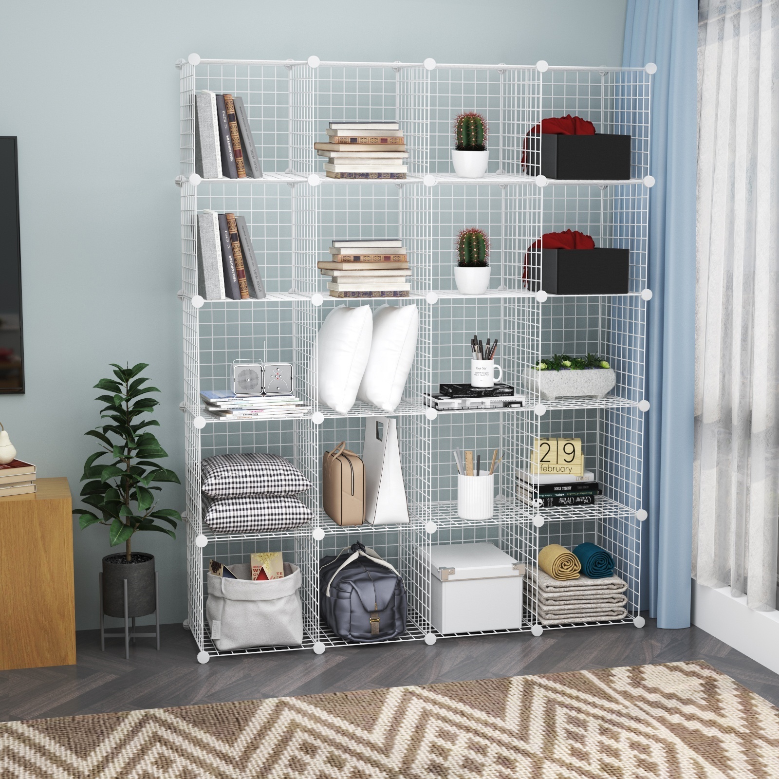 Big size 20 cube large wire storage cubes rack shelf organizer