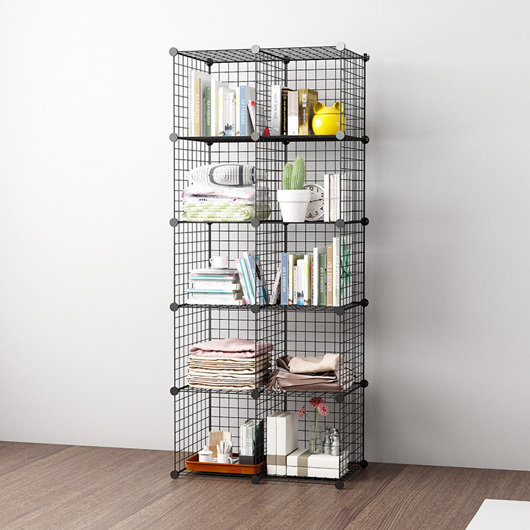 10-Cube Grids Storage Bins Modular Bookshelf Closet Cabinet Shelf Wire Cube Storage Organizer