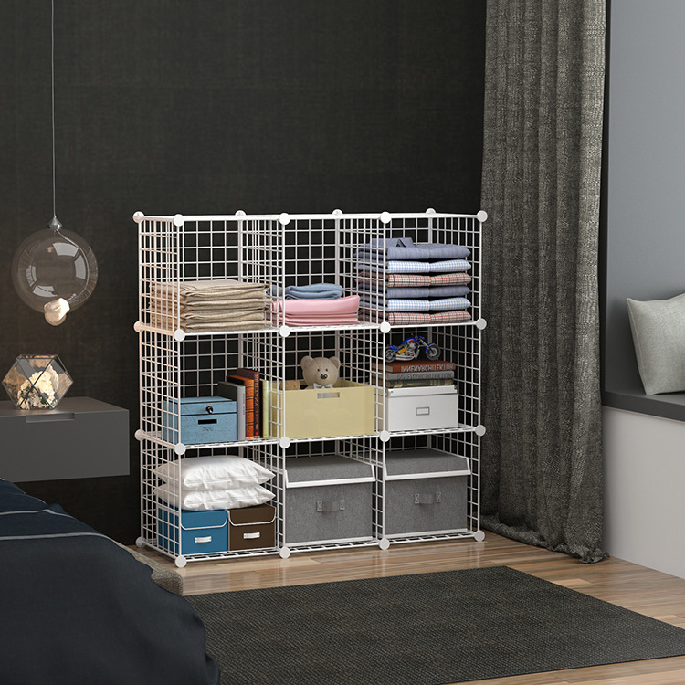 10-Cube Grids Storage Bins Modular Bookshelf Closet Cabinet Shelf Wire Cube Storage Organizer