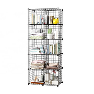 10-Cube Grids Storage Bins Modular Bookshelf Closet Cabinet Shelf Wire Cube Storage Organizer