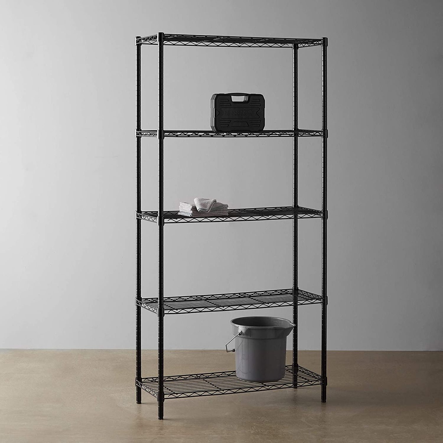 5 Tier Metal Storage Chrome Rack Shelf Kitchen Pantry Utility Shelf Display Adjustable Wire Chrome Shelf