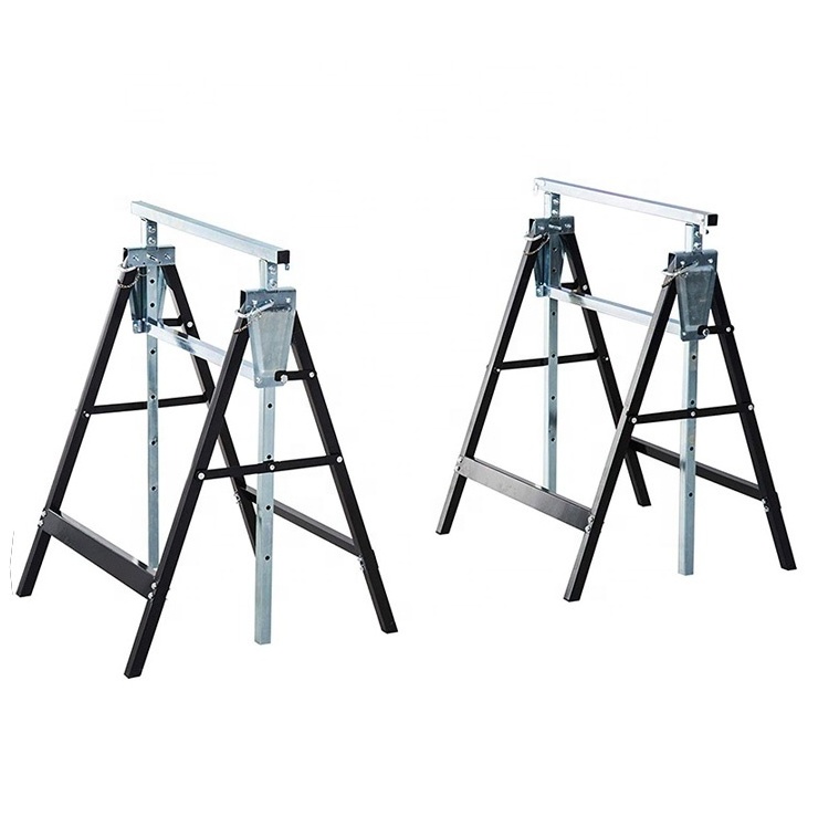 Aluminium Adjustable Telescopic Sawhorse Twin Pack Stand Metal Saw Horse