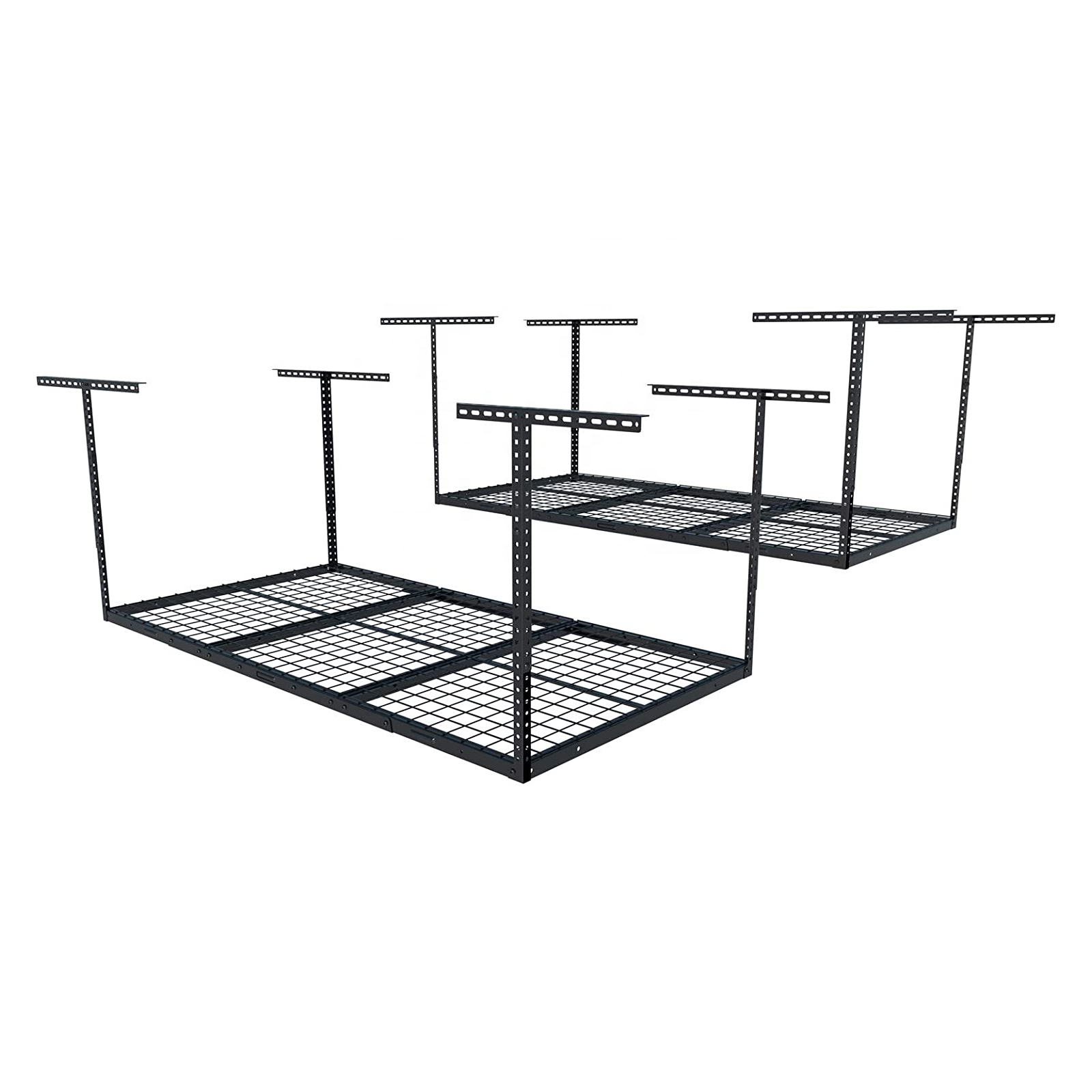 Black Metal Utility Industrial Storage Overhead Hanging Rack Mounting Wall Mounted Shelves Racking System Garage Ceiling Shelf