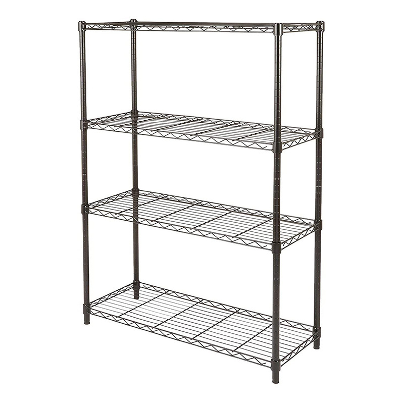 High Quality 4 Tier Metal Shelf Rack Home Use Storage Chrome Wire Shelf Adjustable Kitchen Mobile Chrome Shelf