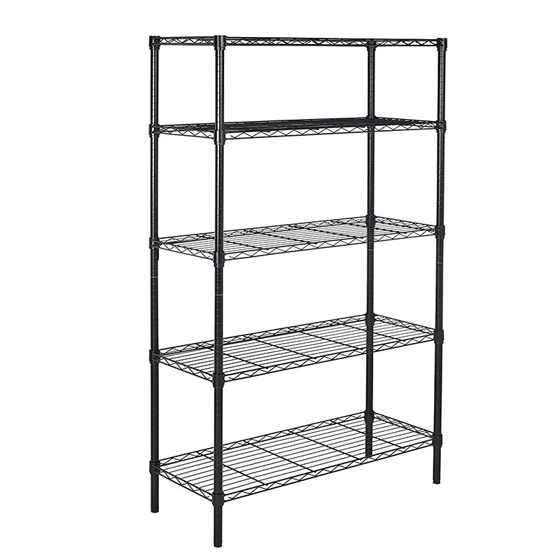 5 Tier Metal Storage Chrome Rack Shelf Kitchen Pantry Utility Shelf Display Adjustable Wire Chrome Shelf