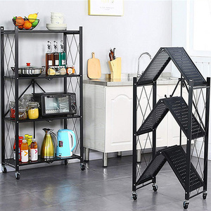 3-Shelf Foldable Storage Shelves Shelving Unit Freestanding Metal Wire Shelf Rack