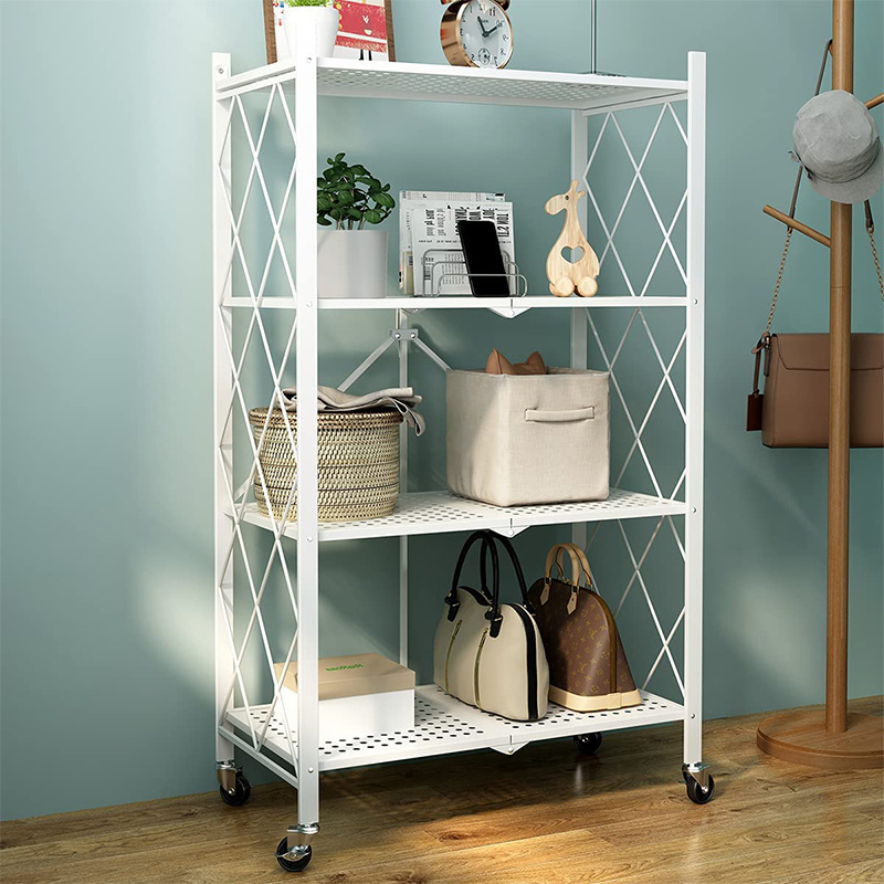 3-Shelf Foldable Storage Shelves Shelving Unit Freestanding Metal Wire Shelf Rack