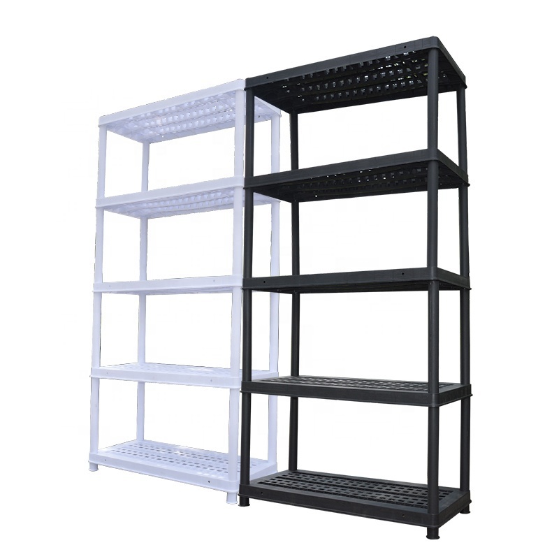 Blue 5-Tier Plastic Rack Shelving Unit Freestanding