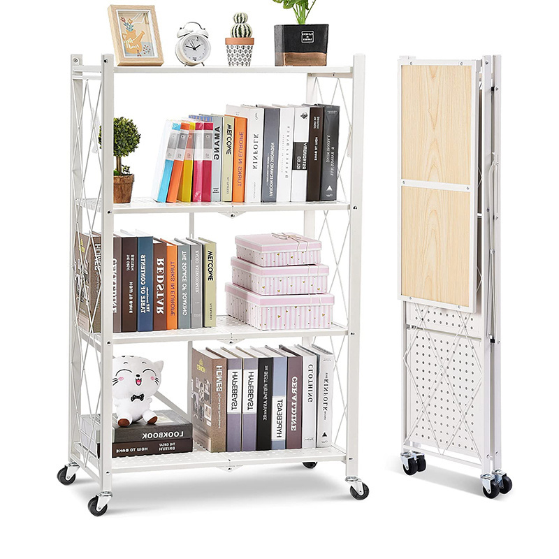 3-Shelf Foldable Storage Shelves Shelving Unit Freestanding Metal Wire Shelf Rack