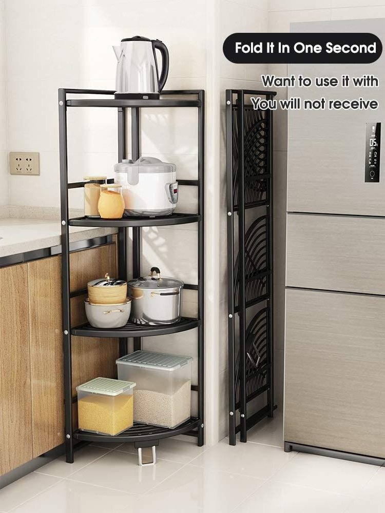 Multi Corner Shelf Kitchen Bathroom Metal Space Saving Corner Shelf Unit Storage Tower Shelf Rack