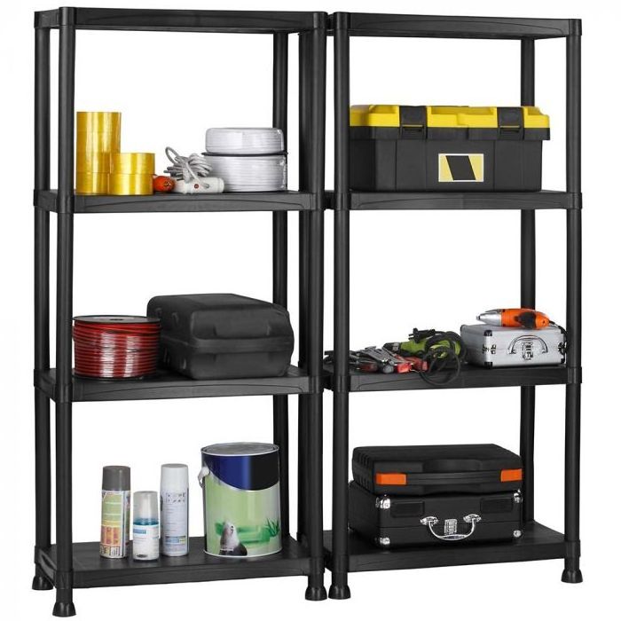 4 Tier Plastic Utility Garage Storage Shelf Shelving Unit H133x W60 x D30cm