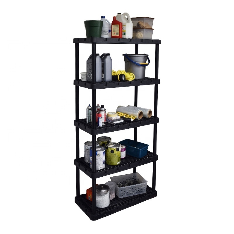 Blue 5-Tier Plastic Rack Shelving Unit Freestanding