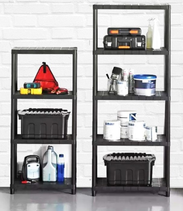 4 Tier Plastic Utility Garage Storage Shelf Shelving Unit H133x W60 x D30cm