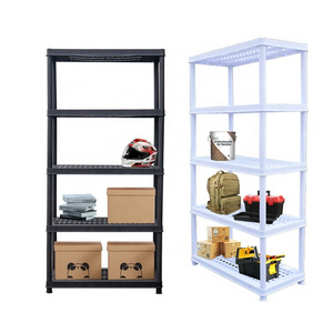 Blue 5-Tier Plastic Rack Shelving Unit Freestanding