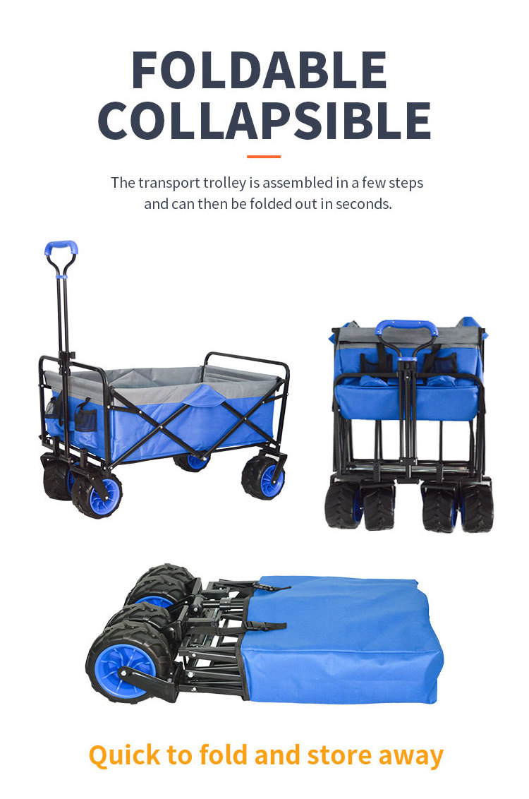 Outdoor Garden Park Utility Kids Wagon Portable Stroller Wagon Foldable Beach Trolley Cart Camping Folding Wagon