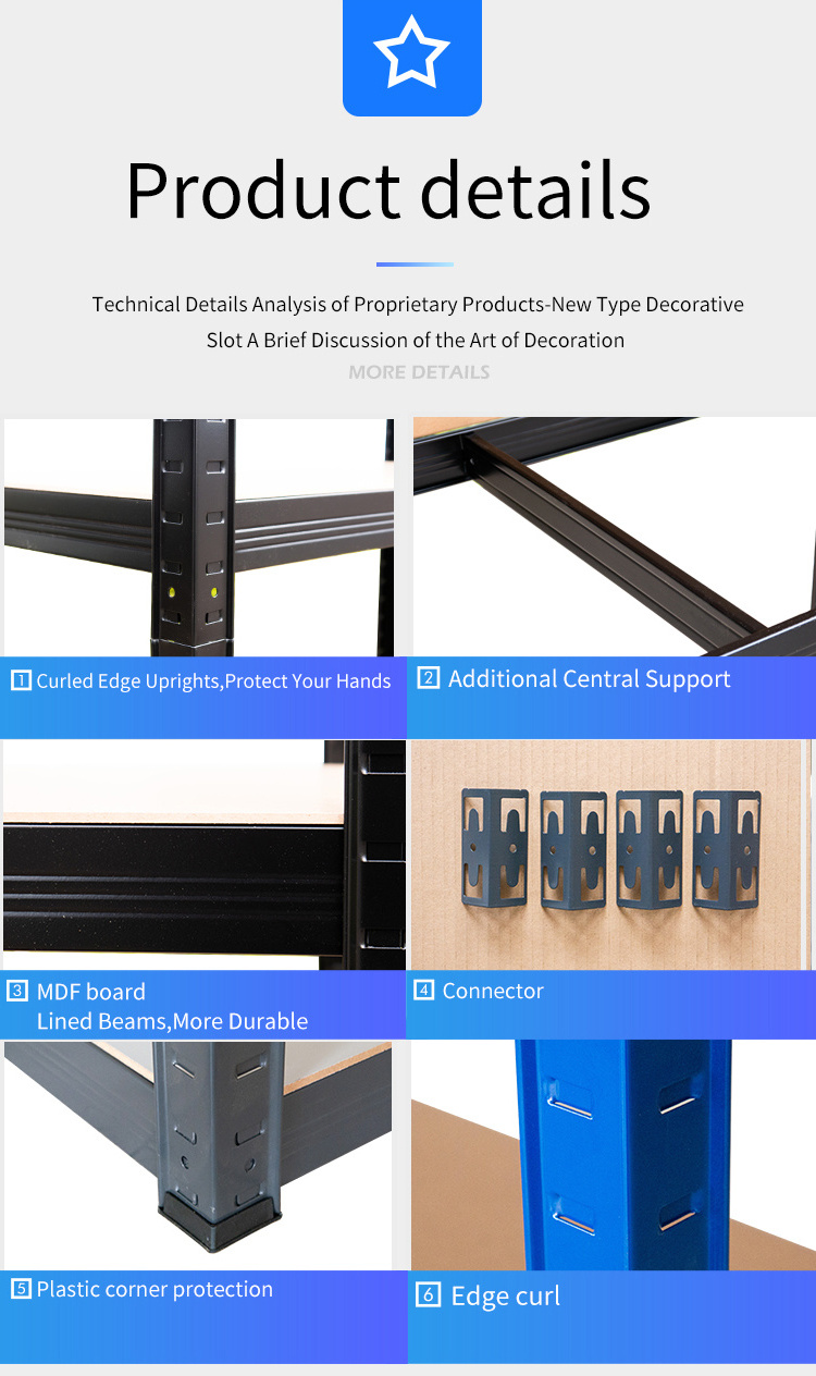 Medium Capacity Warehouse Stacking Racks Storage Garage Rack Iron Shelves Boltless Shelving