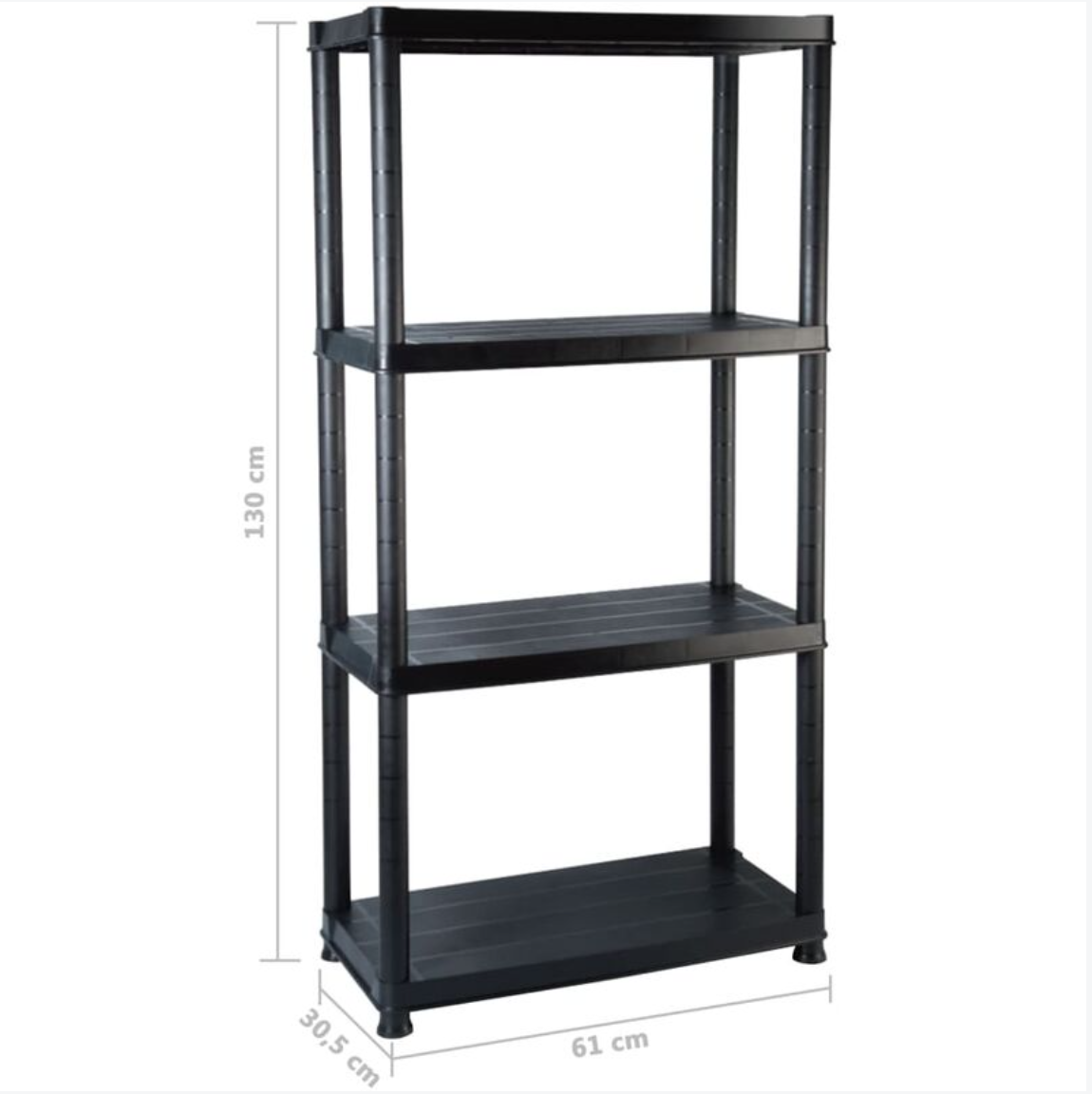 4 Tier Plastic Utility Garage Storage Shelf Shelving Unit H133x W60 x D30cm