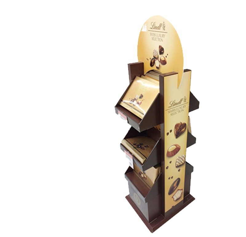 High quality Foldable cardboard pallet display for chocolate candy double sided food display shelf