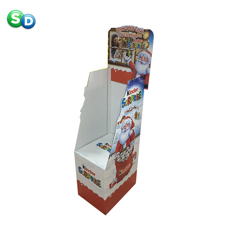 Factory wholesale food industry  retail POS promotion product decoration cardboard floor standing PDQ chocolate display stand