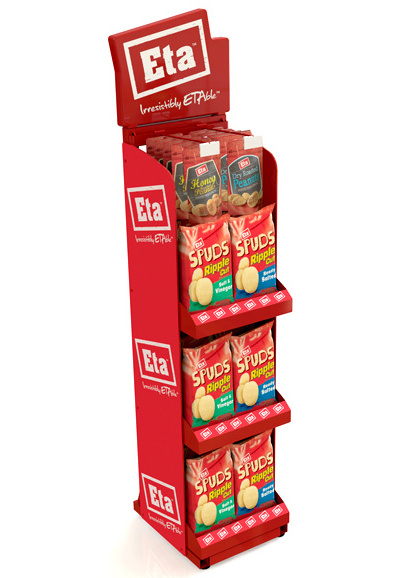 Customized Supermarket Promotional Floor Standing Retail cardboard display stand  lays potato chips display rack