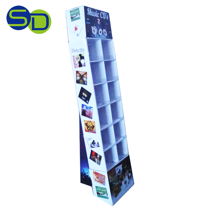 Factory hot sale POS Cardboard Paper Display Floor Shelf Carton Stand  white cardboard display stand