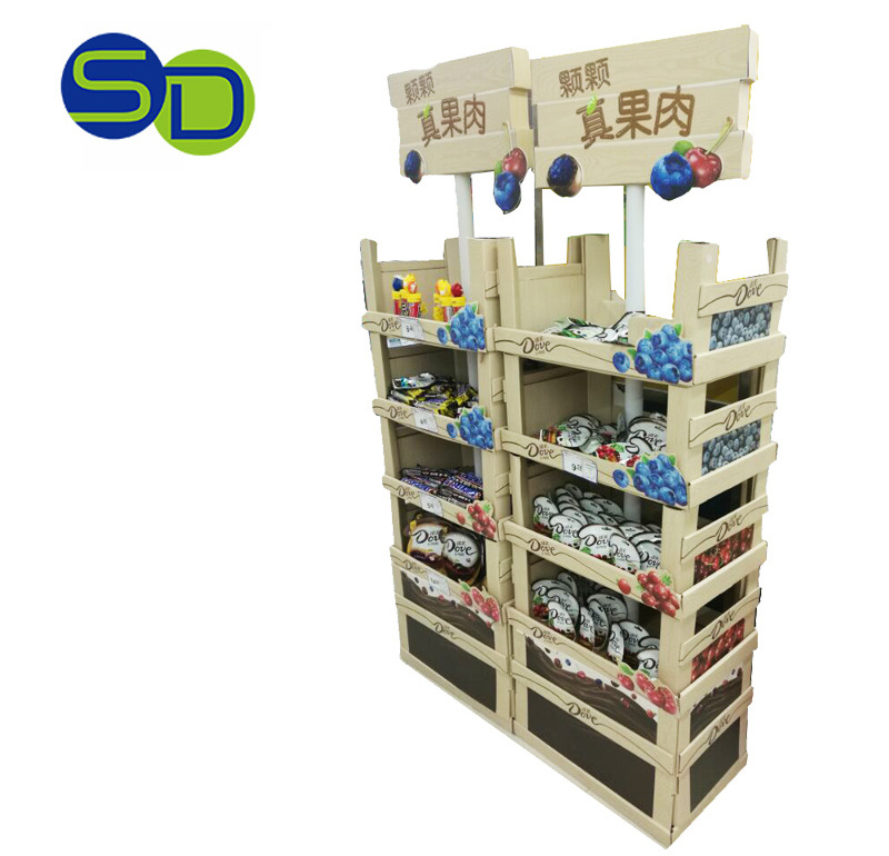 High quality Foldable cardboard pallet display for chocolate candy double sided food display shelf